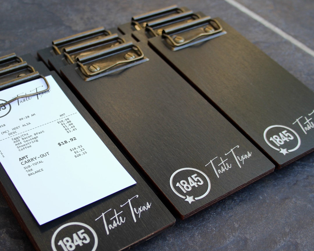 Restaurant Check Presenters Wood Mini Clipboard Wooden Bill Holder Black Stained Birch Etsy