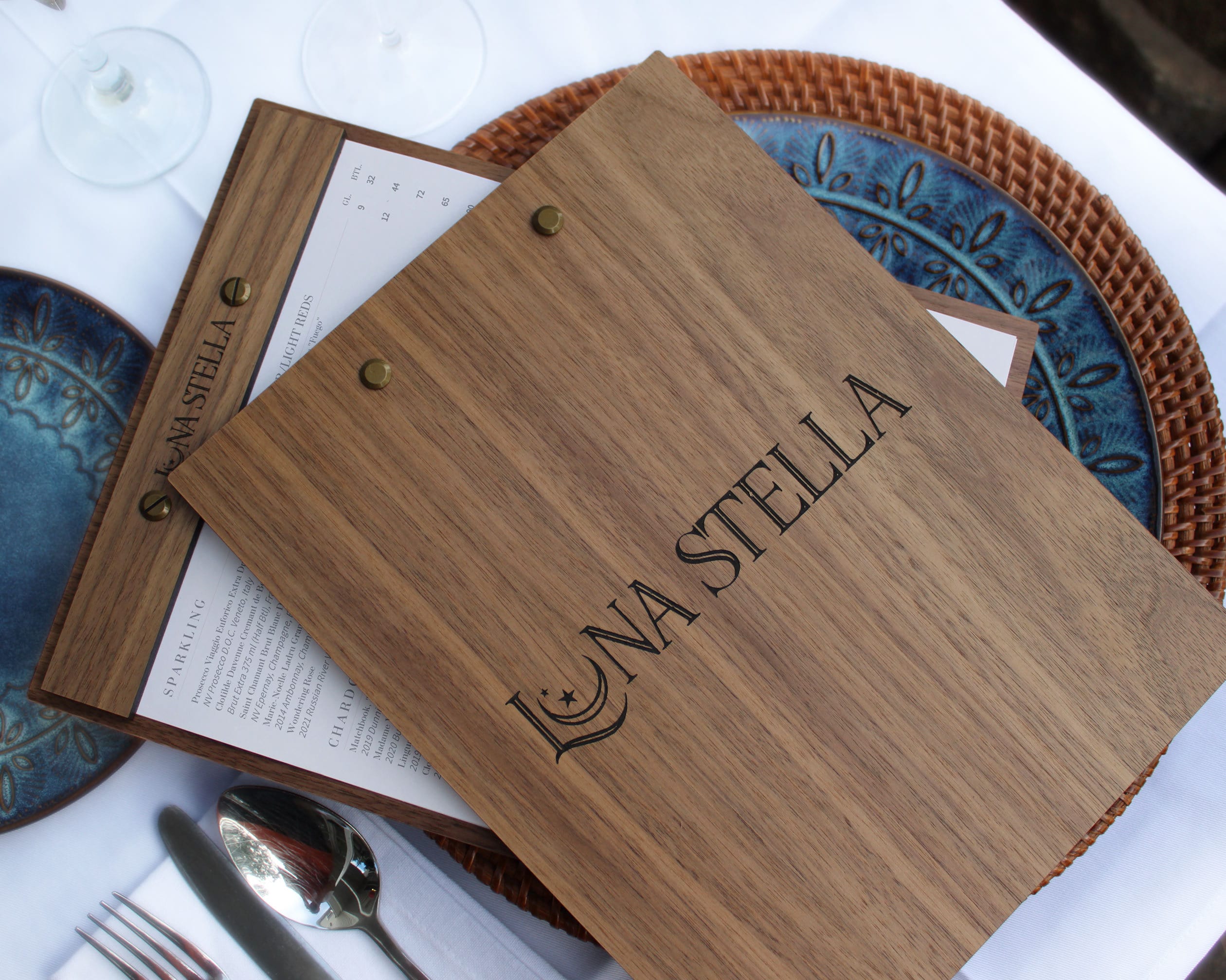 Customized Walnut Wood Menu Holder for Restaurant & Home Wet Bar | A4, Legal, Letter Size Menu Board Display
