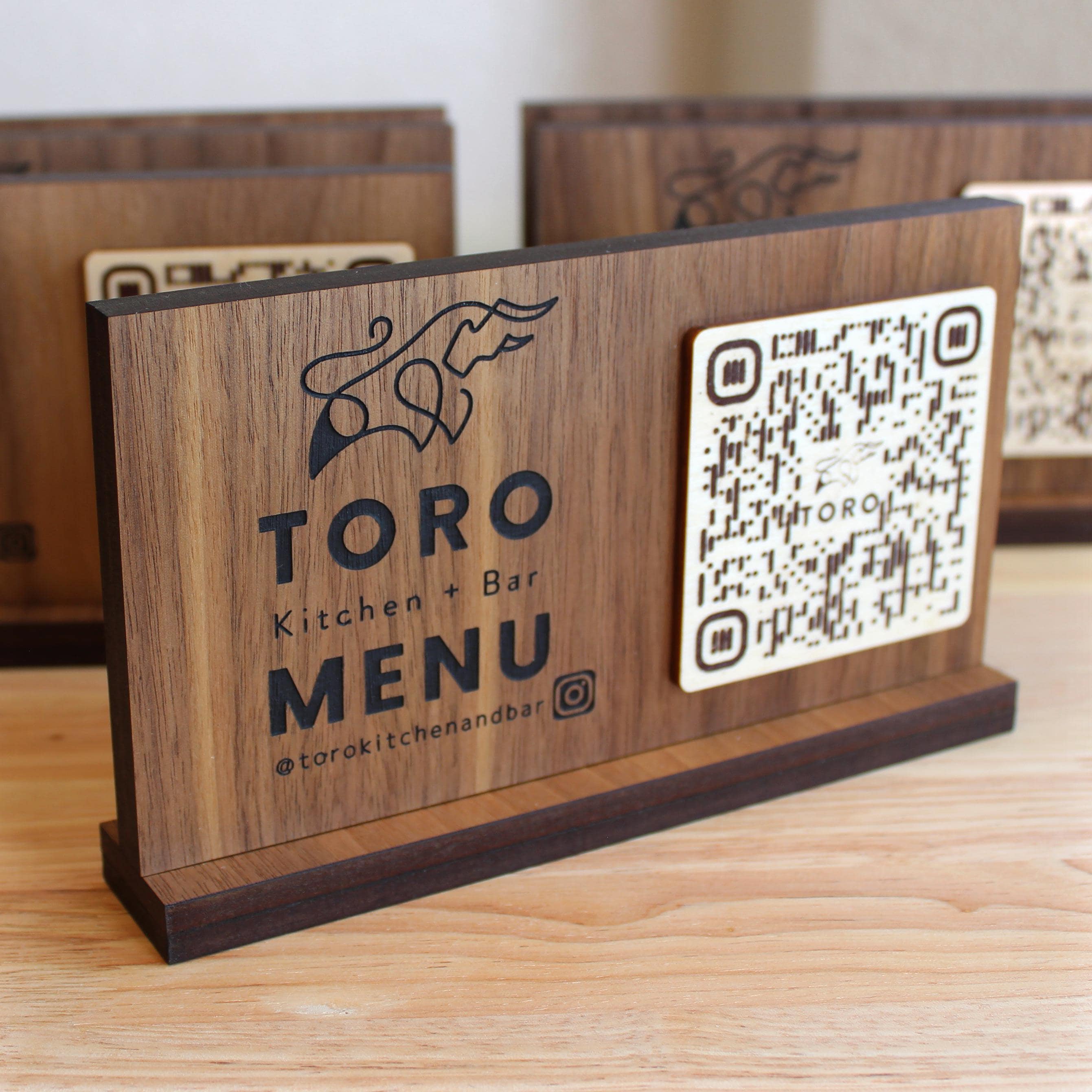 Table Scanner Menu Tabletop QR Code Scan for MENU in Walnut | Custom Engraved Wooden ...