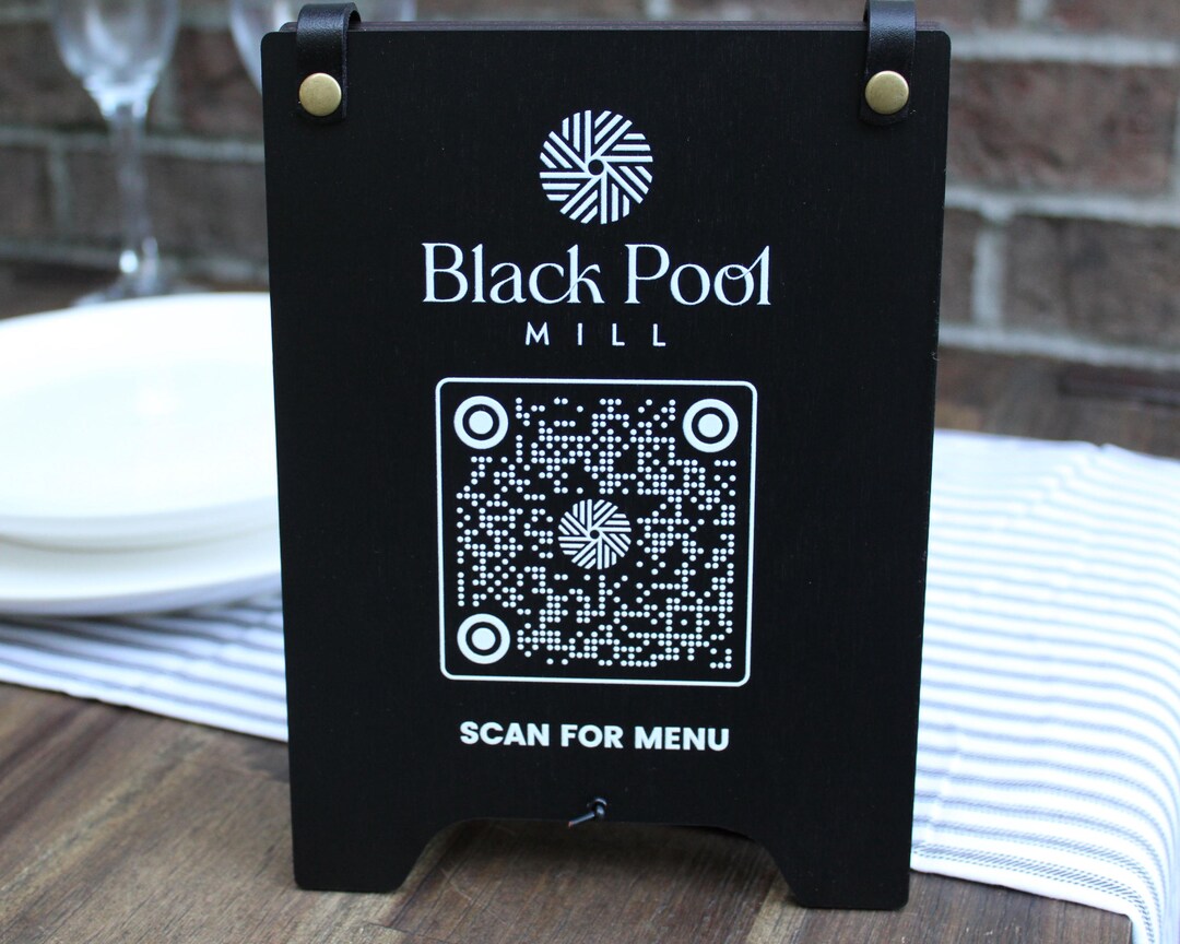 Table Sign QR Code SCAN for MENU | Custom Engraved Wooden Restaurant ...