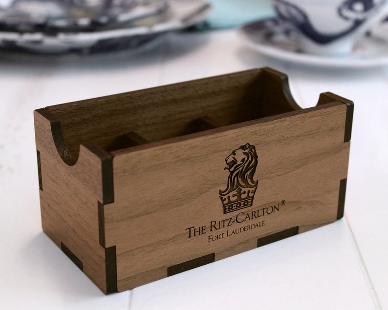 Sugar Caddy Wood Divided Sugar Packet Holder Customize Our Etsy