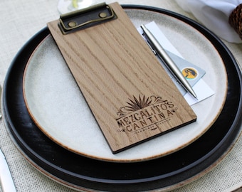 Check Presenters | Wood Mini Clipboard | OAK | Wood Check Holder | Wooden Bill Holder | Custom Laser Engraving
