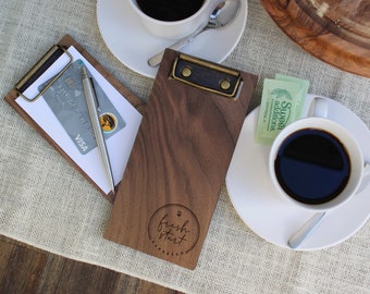 Check Presenter - Wooden Bill Holder for Restaurants and Cafes, Personalized Mini Clipboard, Guest Check Book for Servers & Waitstaff