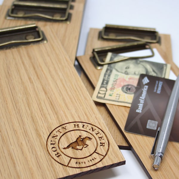 Check Presenters | Wood Mini Clipboard | OAK | Wood Check Holder | Wooden Bill Holder | Custom Laser Engraving