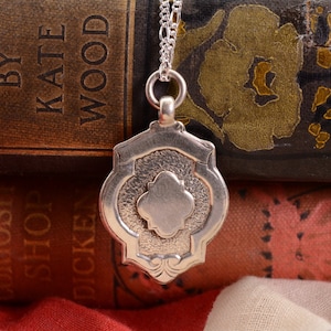 Antique Fob Medal | Edwardian Sterling Silver Medallion | 1913 English Hallmark - 20 Inch Sterling Chain