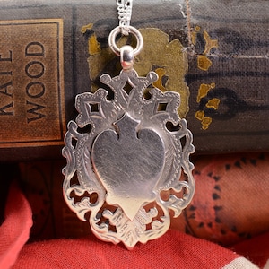 Antique Fob Medal |Victorian Sterling Silver Fob Medallion | 1901 English Hallmark - 20 Inch Sterling Chain | Victorian Fob