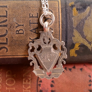 Antique Fob Medal | Edwardian Sterling Silver Medallion | 1919 English Hallmark - 20 Inch Sterling Chain | Engraved RD