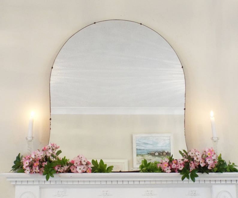 Large Frameless Art Deco Wall Mirror Vintage Bevelled Edge M289