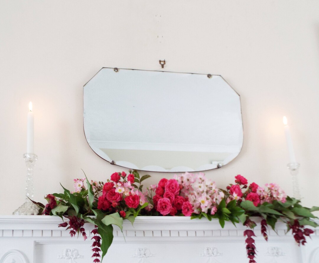 Antique Mirror Vintage Mirror Art Deco Mirror Bevel Scallop Edge Mirror