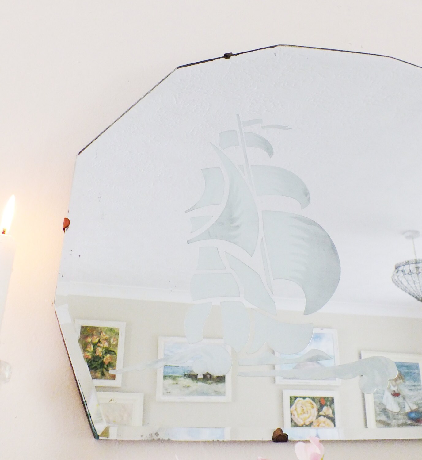 Nautical Antique Mirror Vintage Mirror Etched Mirror Sailing Etsy