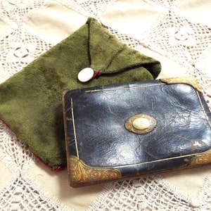 Viktorianisches Leder und vergoldetes Metall-Zigarrenetui Antikes Monogramm Zigarrenetui F Geige Antikes schwarzes Leder und verziertes Goldmetall-Zigarrenetui