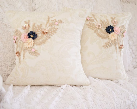 blush pink and gold cushions
