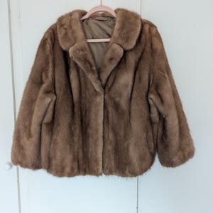 Echte Nerz Mantel Jacke Vintage Nerz Jacke Ausgezeichneter Zustand Medium Autumn Haze