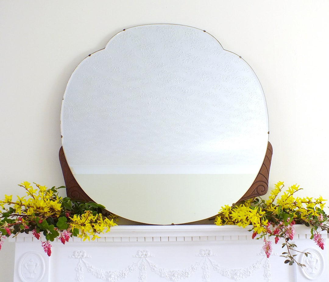 Extra Large Antique Mirror Frameless Cloud Mirror Overmantle Feature
