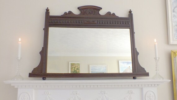 Antique Mirror Victorian Overmantle Mahogany Antique Mirror Victorian, Victorian Overmantle Mirror White Bear