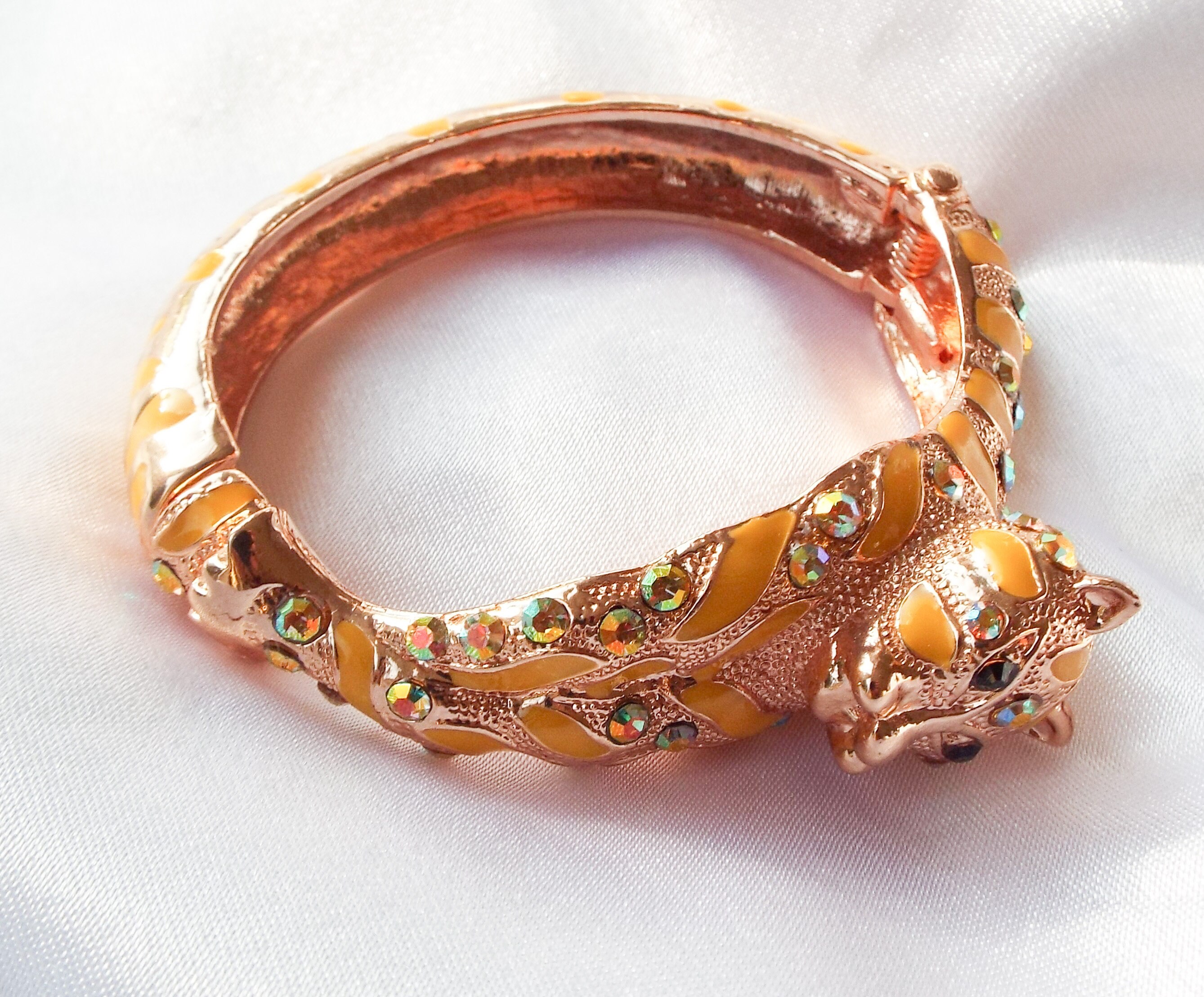 Enamelled tiger bracelet Rose gold enamlled bracelet Tiger Etsy
