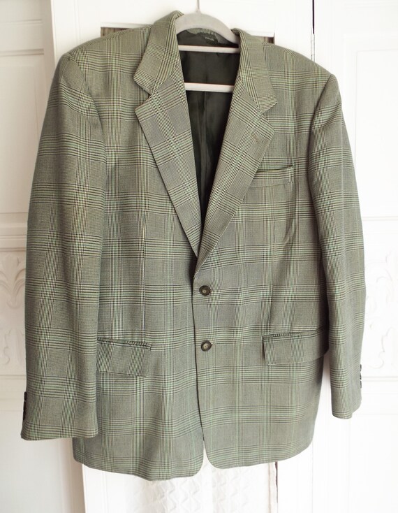 Enrico Gorlani Jacket Muted Green Check Blazer Jacket Single - Etsy