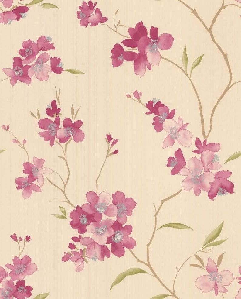 Full Roll Graham and Brown Wallpaper Pink Floral Cream Etsy