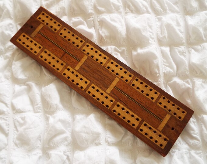 Antique Inlaid Wooden Cribbage Board Vintage Cribbage Board Etsy