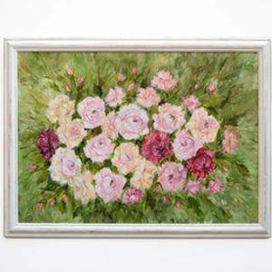 Roses Still Life Oil Painting Signed Framed Large Original Vintage Oil Painting French Impressionist floral painting Andi J Lucas