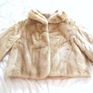 Blonde mink jacket Real Mink Fur Jacket Vintage mink jacket  Cropped blonde real mink jacket Excellent Condition