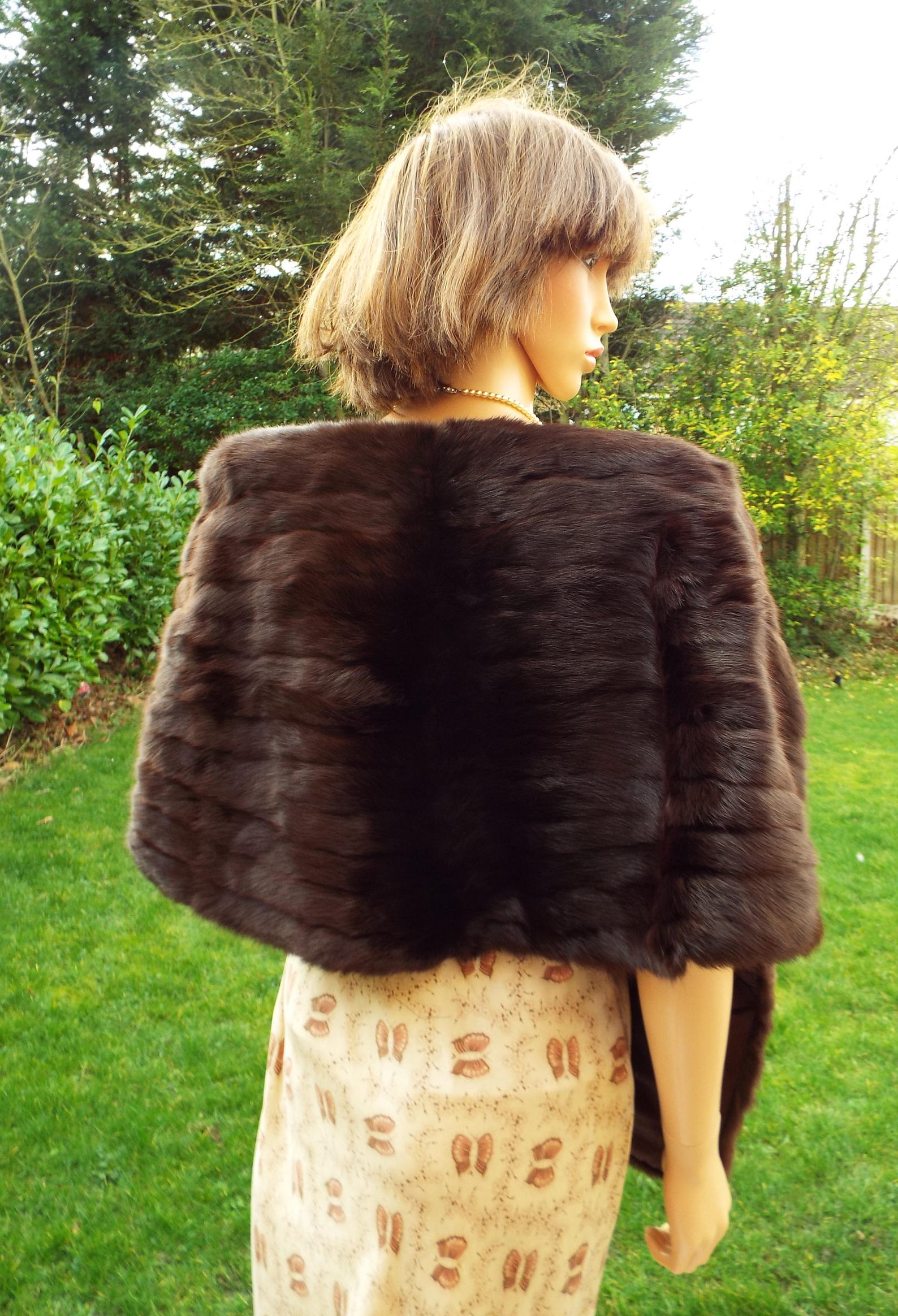 Real fur stole 1920s/30s luxurious deep mahogany ermine wrap Etsy
