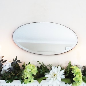 Antique Mirror Vintage Oval Mirror Art Deco Mirror Bevel Edge Mirror Antique frameless mirror  M380