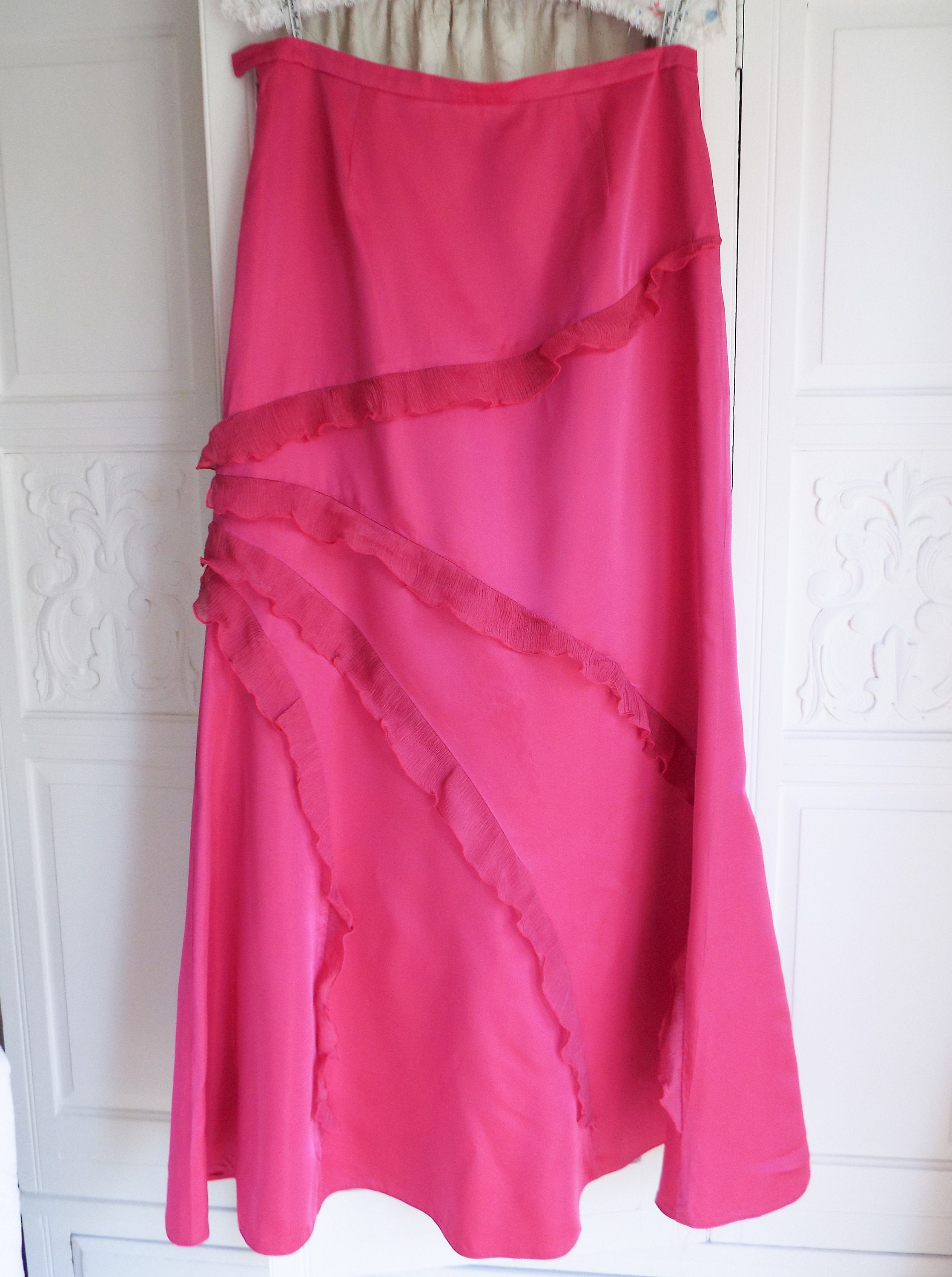 Pink Satin Skirt - Etsy