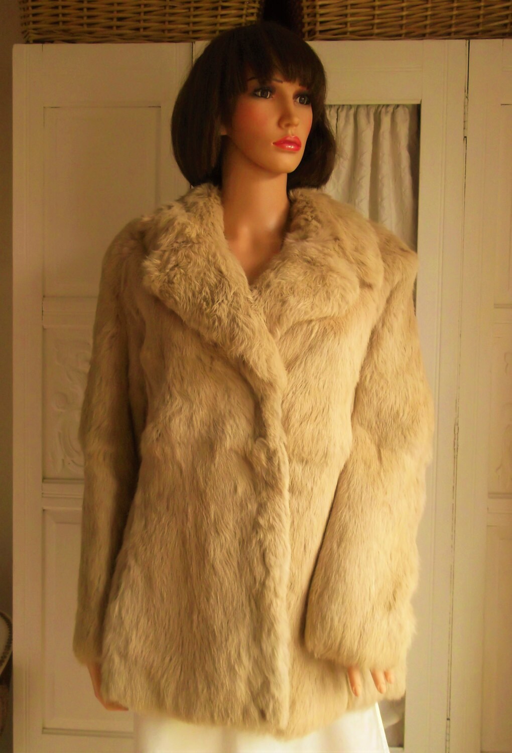 Vintage 70s blond Soft Coney Fur coat very light brown fur Etsy