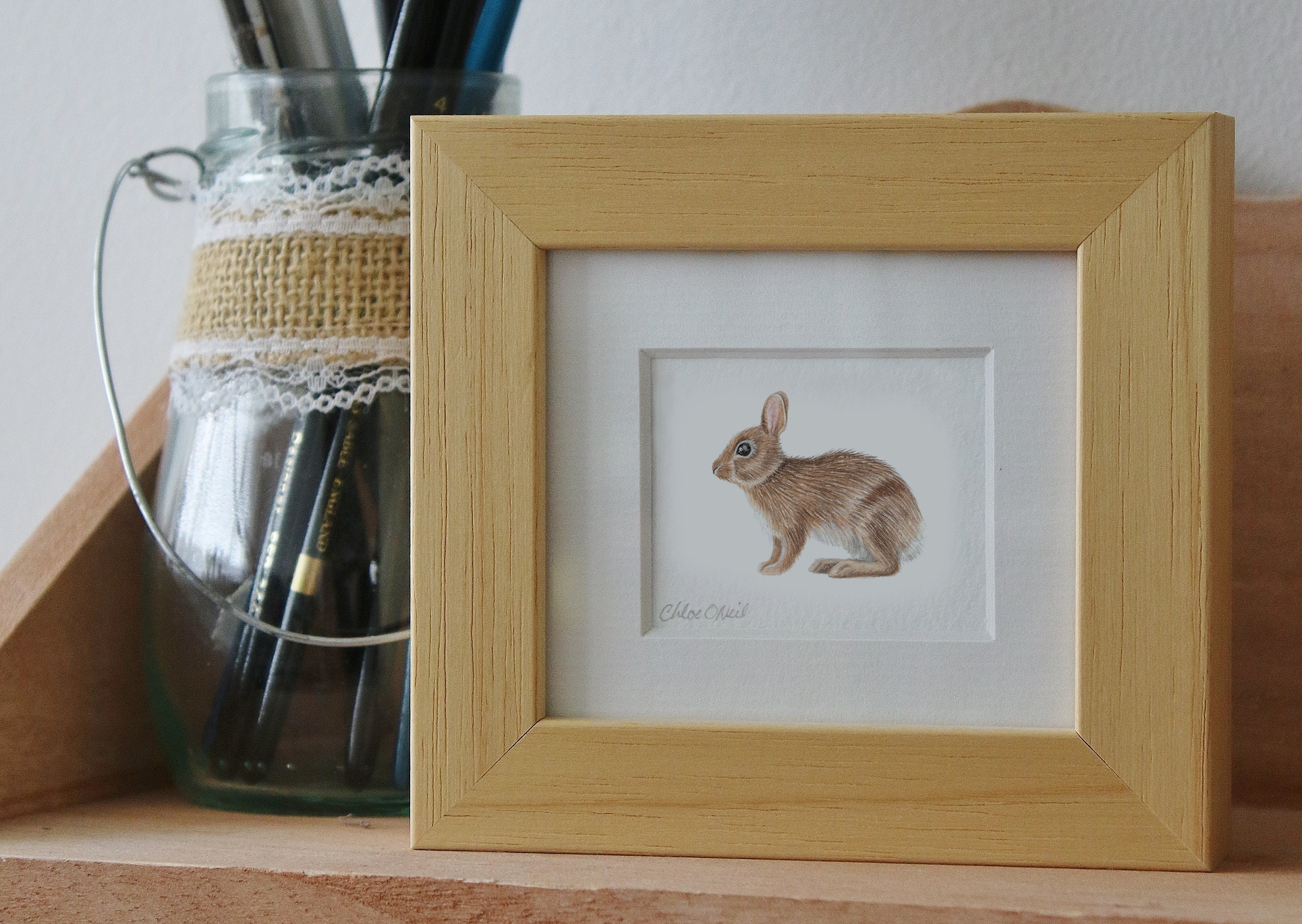 Framed Rabbit Print / Detailed beautiful small framed art Etsy