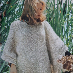Simple poncho pdf cover up adult woman's vintage knitting pattern pdf instant download pattern only pdf 1970s English only