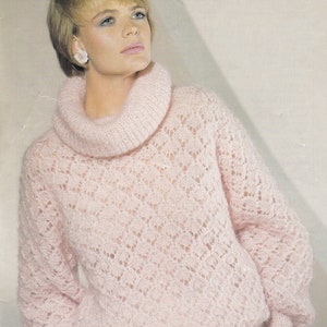 PDF cowl neck sweater jumper vintage knitting pattern pdf INSTANT download pattern only pdf 1980s English only