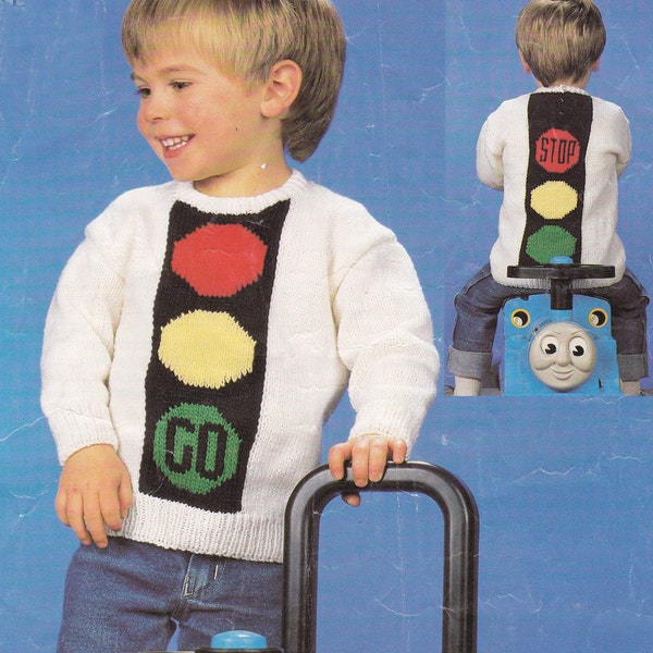 PDF Kinder Pullover Ampel Pullover Vintage Strickanleitung pdf SOFORT download Schnittmuster pdf 1980s