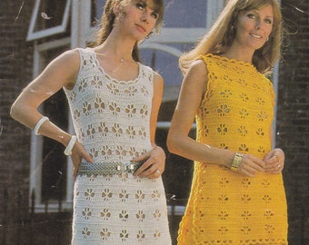Vintage womens crochet PDF pattern tabard trousers maxi dress pants pant suit pdf INSTANT download pattern 1970s trouser suit English only