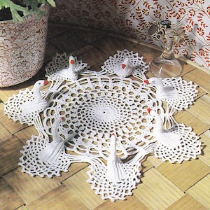 PDF crochet swan doily pattern doily mat vintage crochet pattern pdf INSTANT download only crochet bird English only