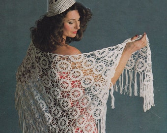 PDF shawl vintage crochet pattern shawl with cap hat pdf INSTANT download pattern only pdf 1970s English only