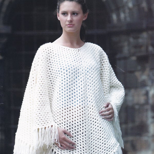 Womens crochet poncho vintage crochet pattern poncho aran cover up pdf INSTANT download pattern only pdf kids sizes too! English only