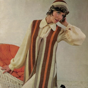 Womens waistcoat PDF vintage crochet pattern sleeveless waistcoat vest jacket matching hat INSTANT download pattern only pdf English only