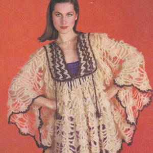 PDF poncho cover up vintage crochet pattern pdf INSTANT download summer top pattern only pdf tabard English only