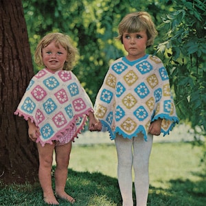 Pretty crochet poncho vintage crochet pattern pdf INSTANT download baby & child sizes pattern only pdf
