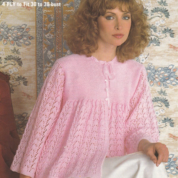 PDF womens bedjacket vintage knitting pattern bed jacket 30 - 38 inch dressing jacket pdf INSTANT download English only