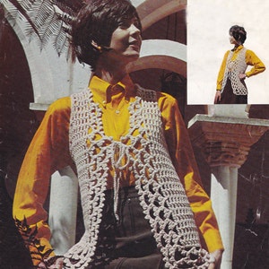 Womens crochet jacket vintage crochet PDF pattern crocheted vest sleeveless cardigan INSTANT download pattern 1970s waistcoat English only