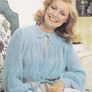 Womens bed jacket knitted vintage knitting pattern bed jacket dressing jacket pdf INSTANT download 1970s English only