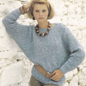 PDF womens dolman batwing sweater jumper vintage knitting pattern pdf INSTANT download pattern only 30 - 40 inches English only