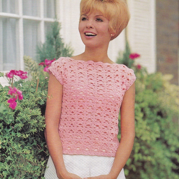 Womens crochet top vintage crochet pattern blouse top pdf INSTANT download pattern only pdf English only