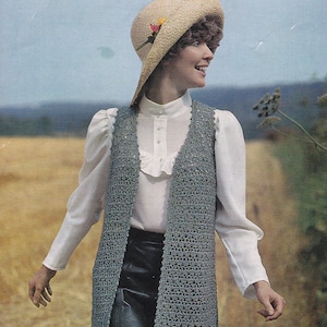 Womens sleeveless cardigan vintage crochet pattern crocheted jacket pdf INSTANT download pattern only vest 34-40 inches English only