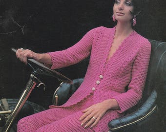 Womens crochet trouser suit pattern trousers matching jacket pdf INSTANT download pattern only pdf 1970s pant suit pants English only