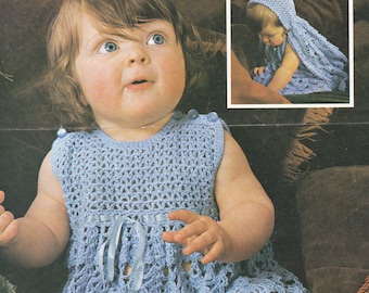 Baby crochet dress and cape vintage crochet pattern pdf INSTANT download baby pattern only pdf 1970s English only