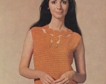 Womens crochet blouse vintage crochet pattern top sleeveless INSTANT download pattern only English only