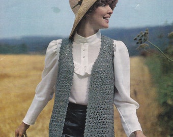 2way crochet ribbon gilet レディース Women's Crochet Vest Sleeveless Boho Lace Cardigan (Round